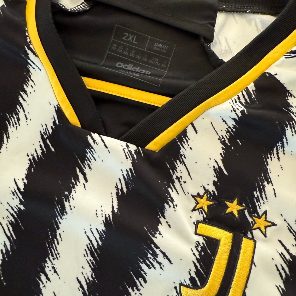 Adidas Black and White Jersey with Yellow Accents 2XL Slim Fit
